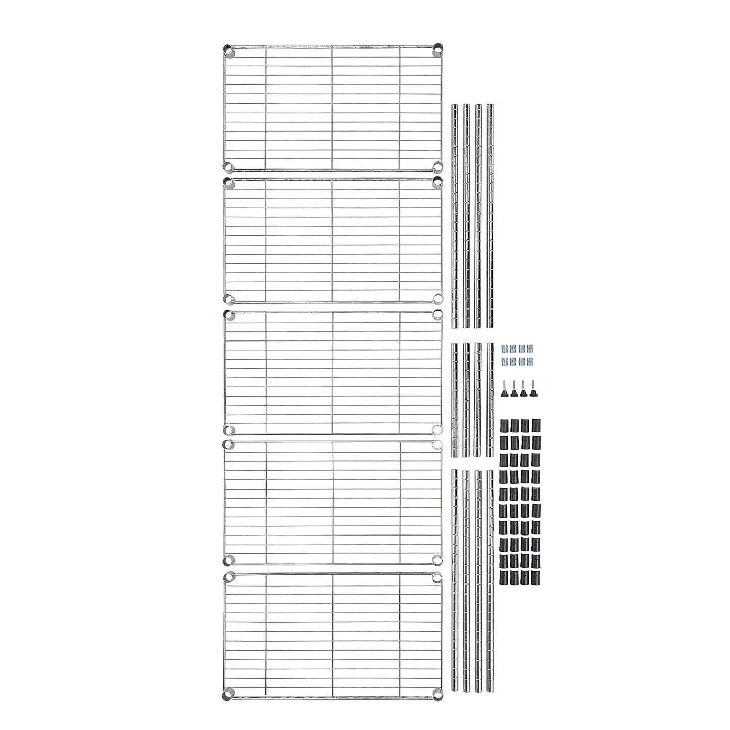 Amazon Basics 3-Shelf Adjustable Heavy Duty Steel Wire Rack Storage Shelving Organizer for Kitchen, Garage, 23.2" L x 13.4" W x 30" H, Black