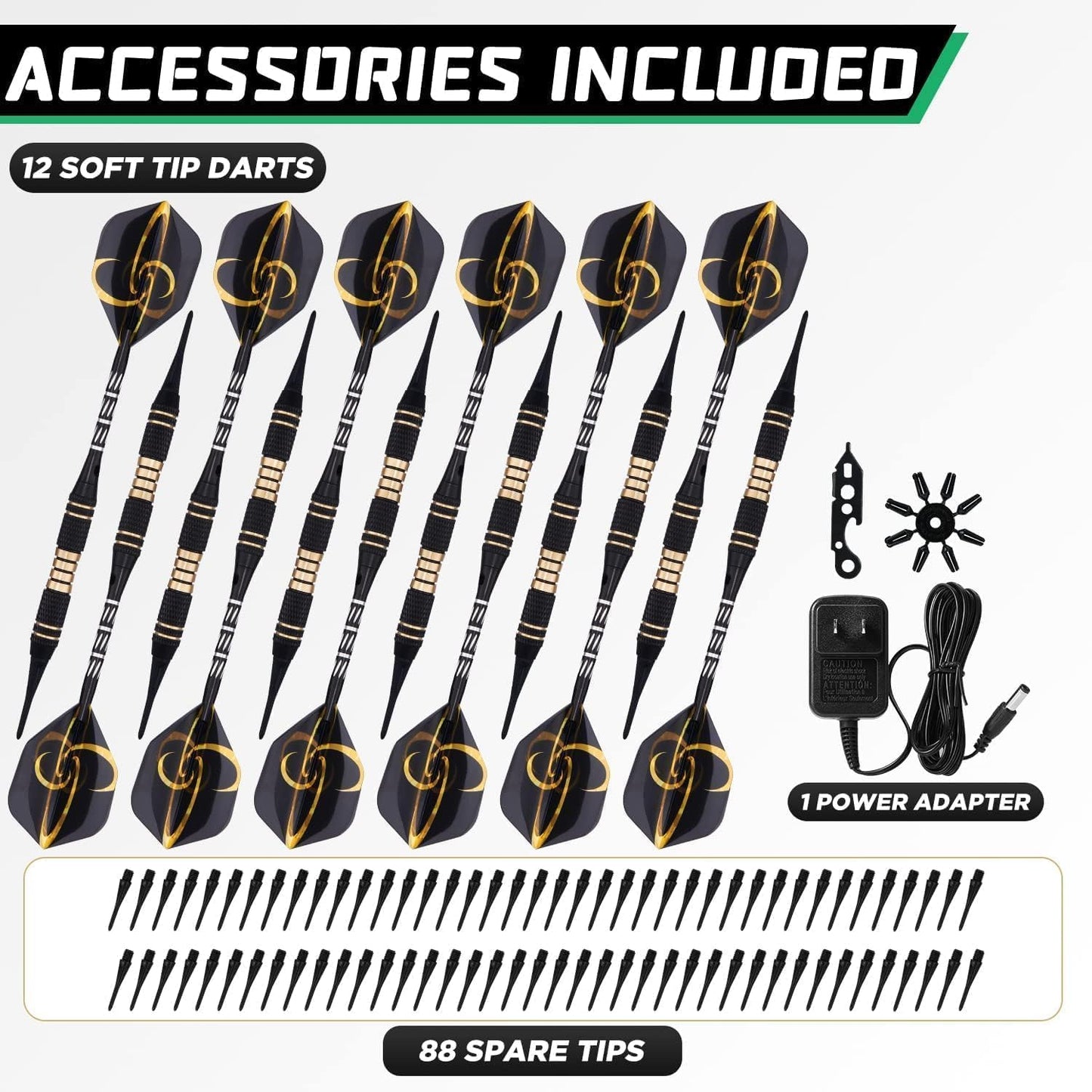 Electronic Dart Board Set, Dart Board Cabinet Set with 12 Soft Tip Darts 50 Dart Head, Electronic Dart Board, Wooden Cabinet Doors with Integrated Scoreboard for Home Use, Bars, Dar, B