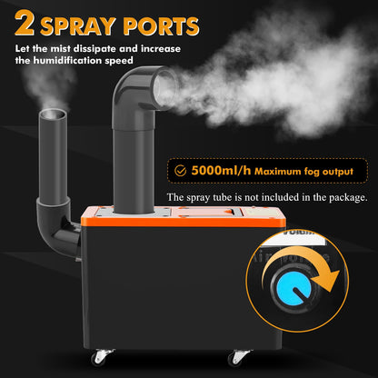 YMJOINMX Industrial Commercial Humidifier 5000ml/h Ultra-High Mist Output, Auto Water Filling, Dual Spray Modes & Wheels for Large Room/Factory/Workshop (110V)
