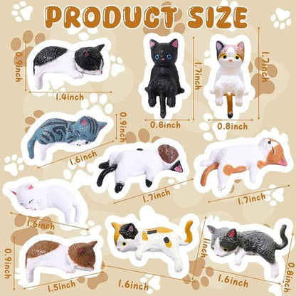 Exasinine Mini Cat Car Accessories - Cute Dashboard Decor & Funny Rear View Mirror Gift | 10 Pcs Set