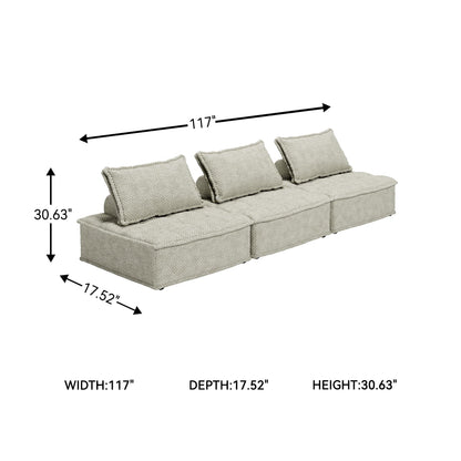 Signature Design by Ashley Bales Casual L-Shaped Modular Tufted 3-Piece Modular Seating with Non-Slip Decking, Beige