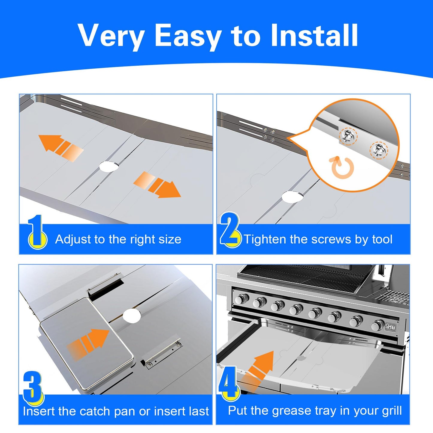 Grill Grease Tray Replacement for Dyna Glo with Catch Pan, Universal 25"-34" Adjustable Drip Pan Replacement for 4/5/6 Burner Gas Models from Nexgrill Charbroil Kenmore Expert Grill BHG Grease Tray