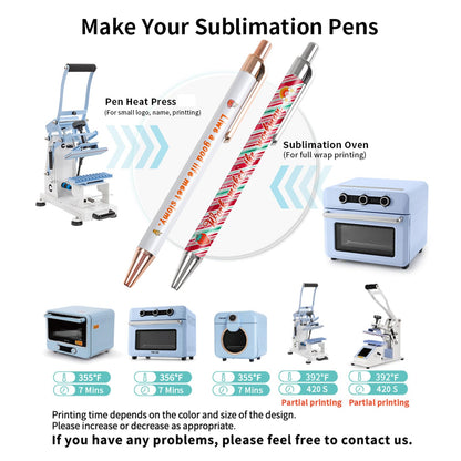 PYD Life 20 Pack Sublimation Pens Blanks White Aluminum Ballpoint Pens with Rose Gold Clip and Come with 25 Pieces Shrink Wrap Films,DIY Personalized Pen for Office School Stationery Supplies