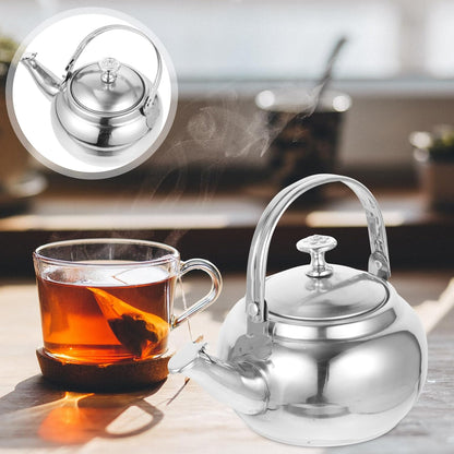 PRETYZOOM Stainless Steel Tea Pot with Infuser, 14cm Stovetop Teapot for Blooming and Loose Leaf Tea, Silver