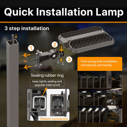 DEMILARE 300W Led Parking Lot Light Adjustable Arm Mount 2Pack, 45000LM Dusk to Dawn Photocell Shoebox Lights Outdoor 5000K IP65 Waterproof 100-277V Street Area Lighting for Court, Parking Lot, Roads