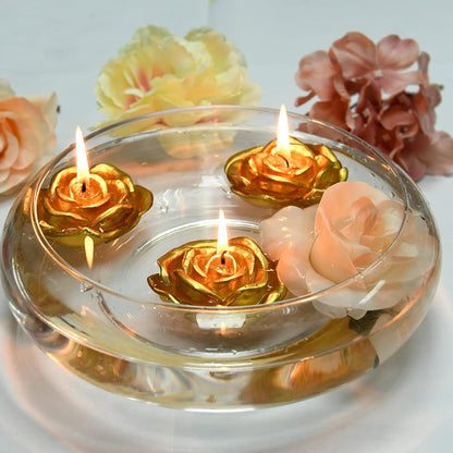 Zest Candle 12-Piece Folding Candles, 3-Inch, Metallic Gold Rose