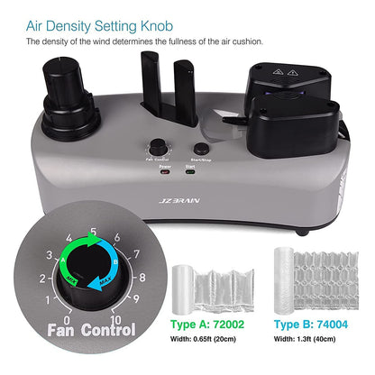 Air Cushion Machine - JZBRAIN YE300 Air Pillow Machine 110V Air Pillow Maker Business Inflatable Air Packaging System with Sealing Speed 7.2-9.8FT/min for Shipping + 100m Free Test Film (Grey)