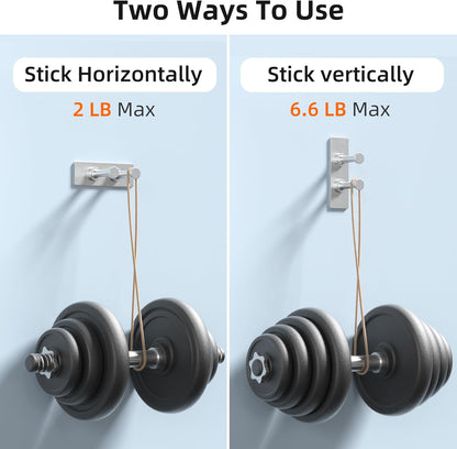 Extra Sticky Stainless Shower Hooks, Wall Mounted Razor Holder, Self-Adhesive Double Hooks for Towel, Loofah, Coat