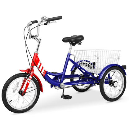 H&ZT Adult Tricycle, 3 Wheeled Bike, Trike Cruiser Bike, with 7-Speed Gear, Parking Brake Handle, Low Step, Large Rear Basket, Elderly Friendly, for Men, Women, and Teens