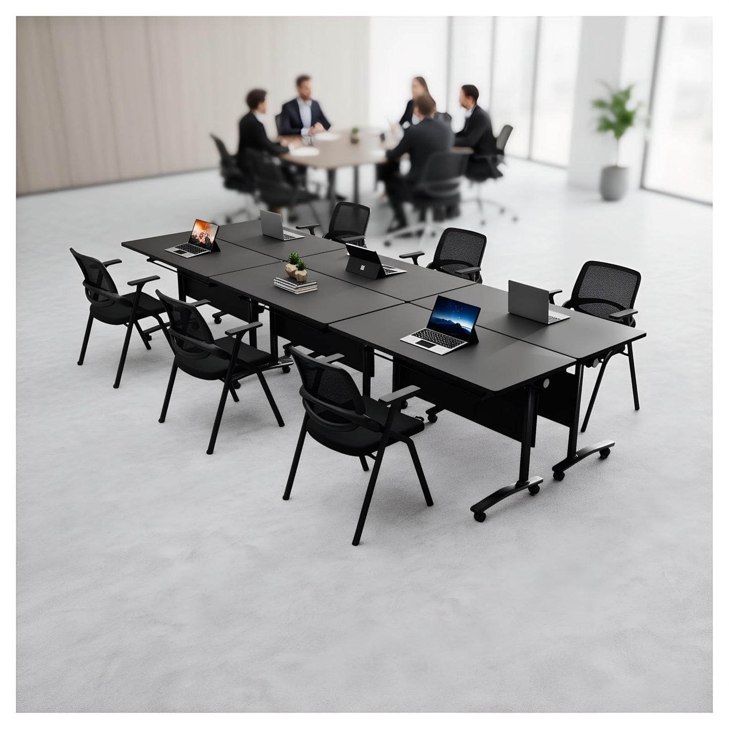 rzoizwko 2 Pack Folding Conference Table with Wheels,Heavy-Duty Flip-Top Foldable Conference Training Table System,Rolling Conference Room Tables for Office, Classroom Meeting Rooms