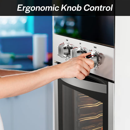 Empava 24 inch Electric Single Wall Oven, 2.5 Cu.ft.. Stainless Steel Built in Wall Oven with Basic Broil Bake Functions, Mechanical Knobs Control, 24WOE40L