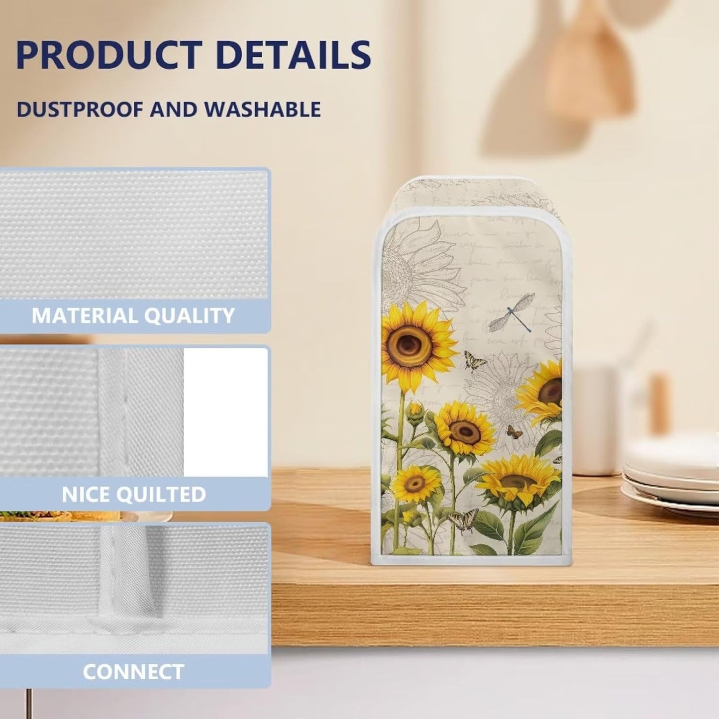 Can Opener Cover, Kitchen Electric Appliance Cover, Stain Resistant & Machine Washable - Sunflower Dragonfly