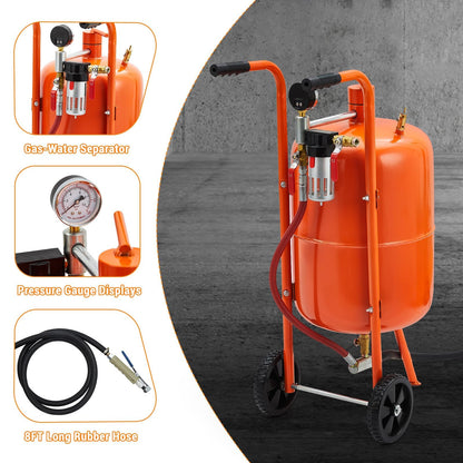 Garvee 20 Gallon Sand Blasting Machine, 60-110 Psi Pressure Air Sand Blasting Kit w/4 Ceramic Nozzles & Oil-Water Separator, Portable Abrasive Blaster for Stain Removal Paint, Orange
