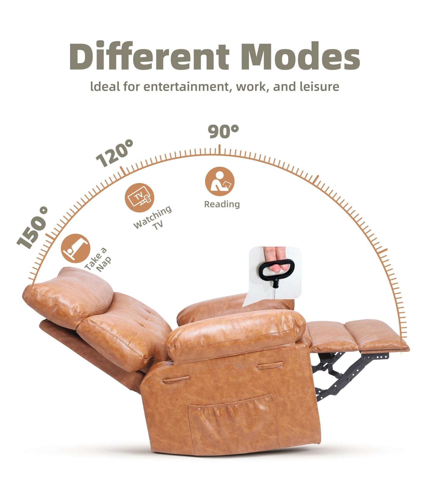 GarveeHome Recliner Chairs, Classic Manual Leather Recliner, Home Theater Seating with Lumbar & Arms Support for Living Room, Bedroom and Nursery - Coffee (Coffee, Standard)