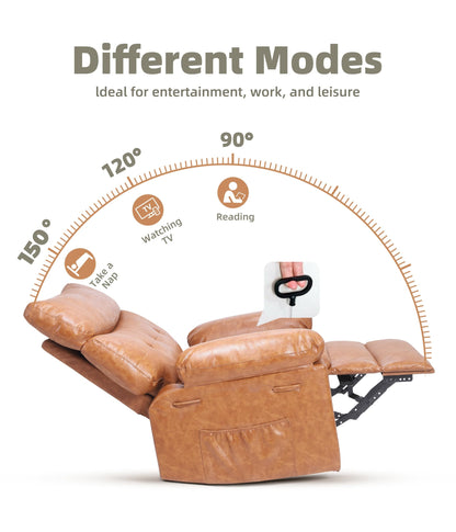GarveeHome Oversized Recliner Chair, Extra Wide Manual Recliner with Heat and Massage, 400lbs Heavy Duty PU Leather Single Sofa, Large Lazy Chair for Big and Tall Adults, Living Room & Bedroom