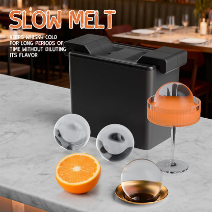 Clear Ice Ball Maker,2 Cavity Ice Ball Maker Mold for Whiskey,2.7 Inch Round Sphere Ice Maker,Idea Gifts for Dad Boyfriend Boss Men who Have Everything