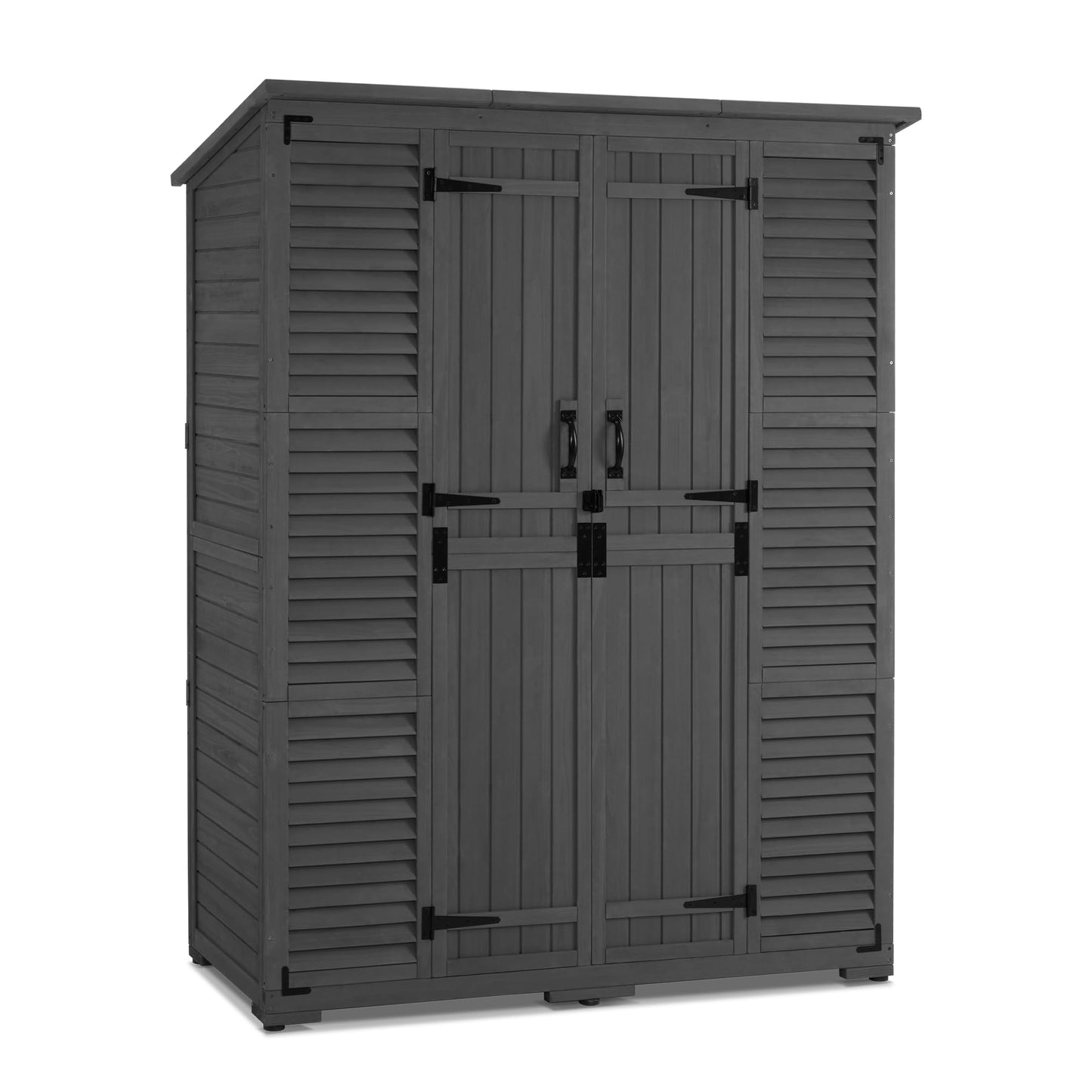 Macrout Large Outdoor Storage Cabinet with 6 Shelves (4.8 x 2.2 x 6.5 ft), Outside Storage Shed with Lock, Wooden Garden Shed for Yard Patio Lawn, 1738 (Gray)