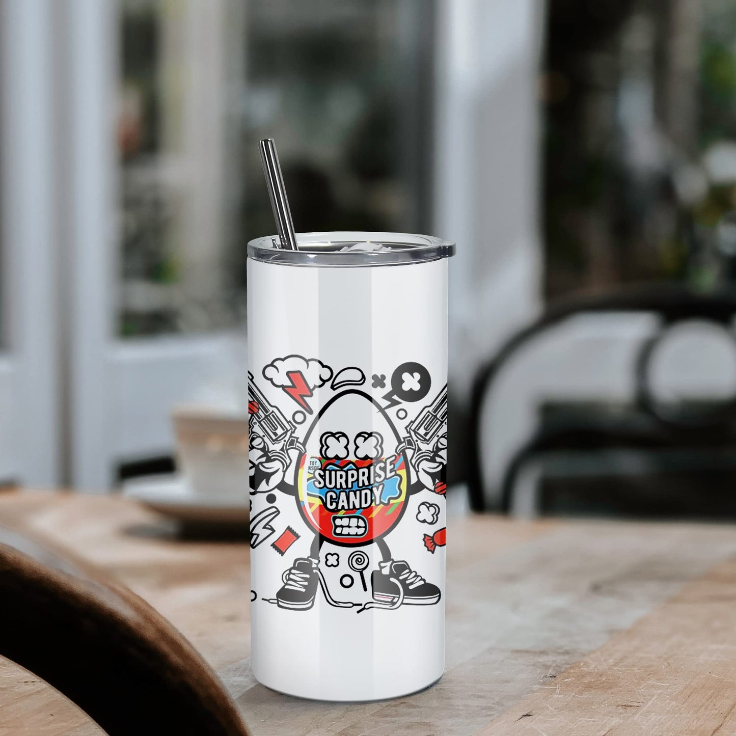 AGH 6 Pack 22 oz White Sublimation Tumblers with Metal Straw, Stainless Steel Double Wall Insulated Straight Fatty Cups Blank with Splash Lid