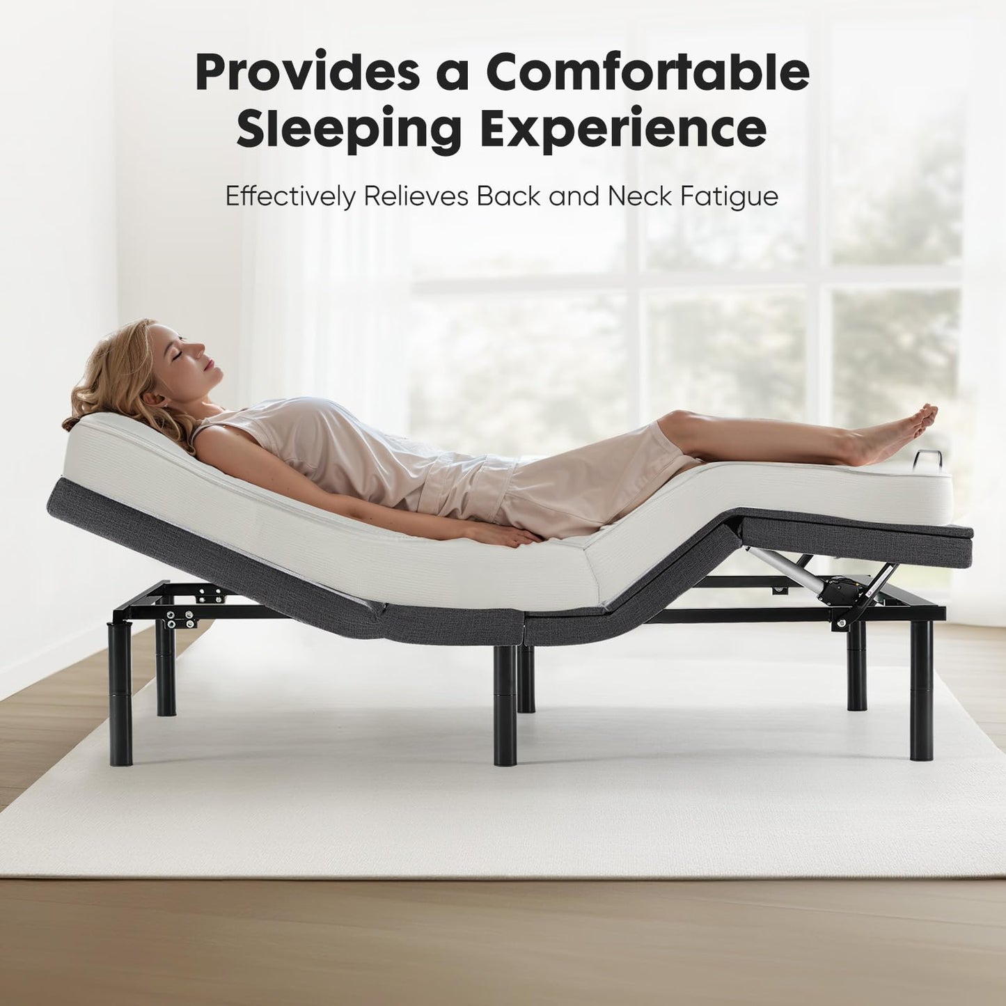 Sweetcrispy Twin XL Adjustable Bed Frame, Ergonomic Electric Base with Wireless Remote and 2 USB Ports, Head and Foot Incline, Zero Gravity, Anti-Snore, Easy Assembly