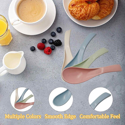 bociloy 8PCS 5.9 Inch Wheat Straw Soup Spoons, Colorful Unbreakable Plastic Meal Dinner Soup Spoons, Portable Lightweight Cereal Spoon for Family Kitchen, Microwave Dishwasher Safe