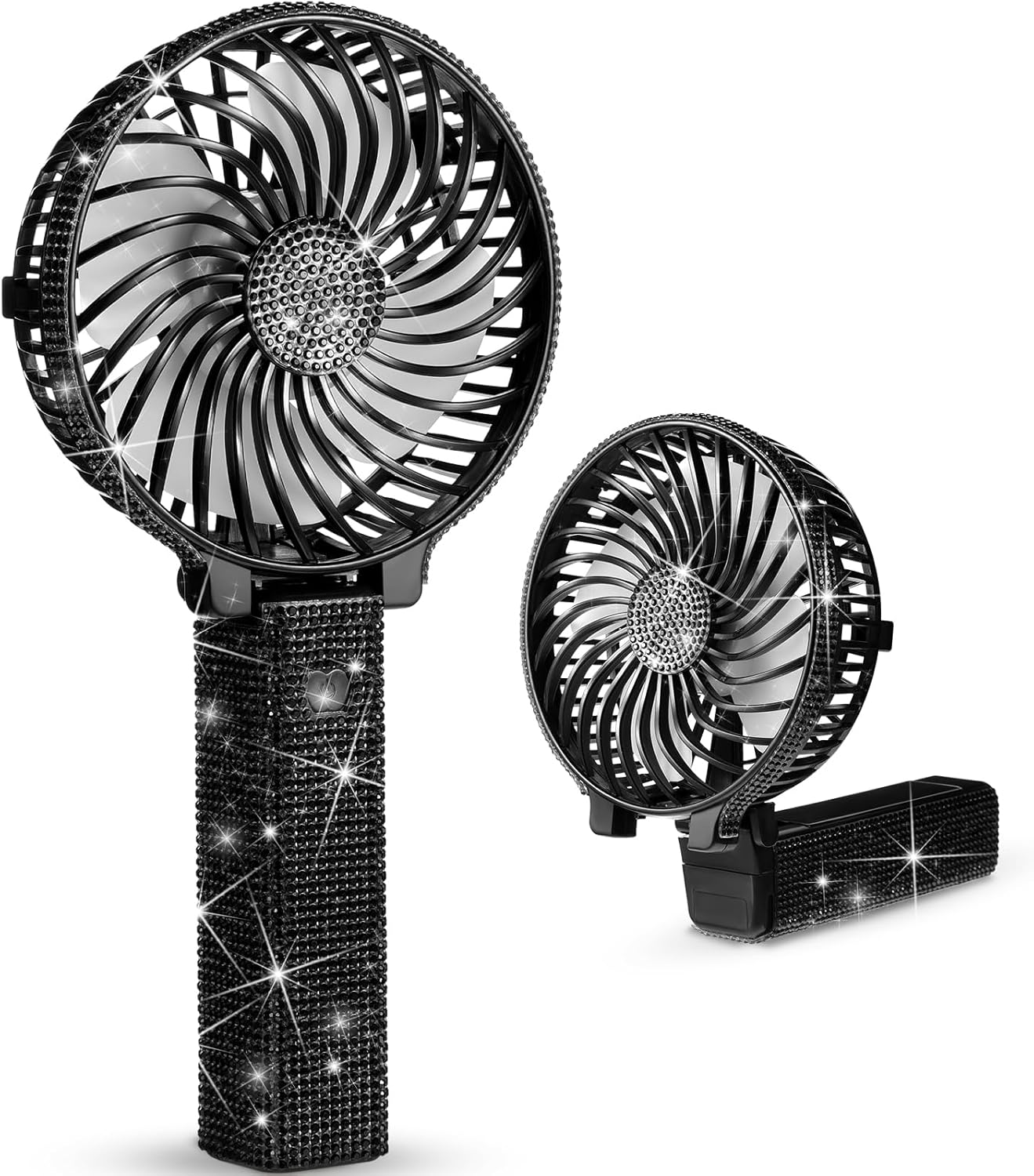 Mudder Crystal Bling Rhinestone Mini Handheld Fan, Portable USB Rechargeable Fan for Girls Women Outdoor Travel