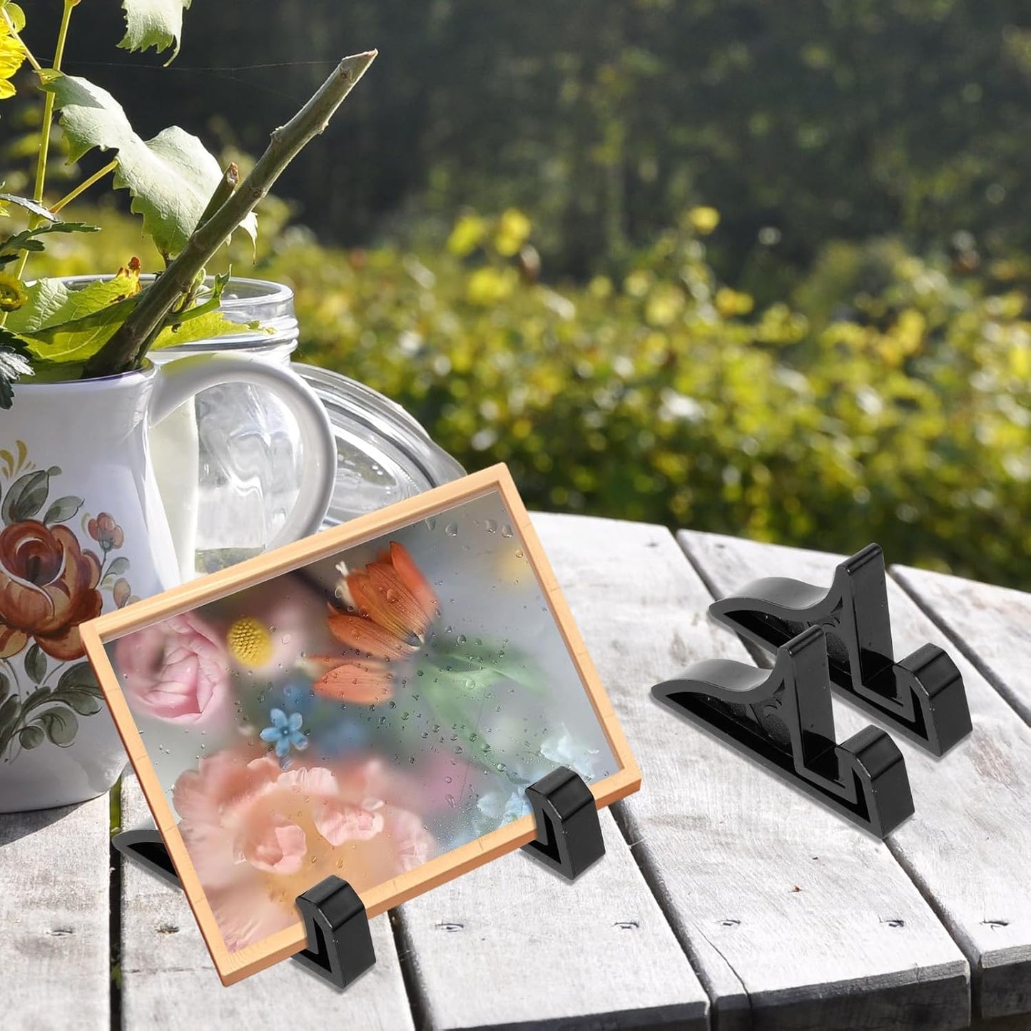 TEHAUX 10pcs Plastic Photo Frame Holders, Mini Stands for Pictures, Book Accessories, Desktop Display Support