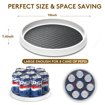 P PRETIRENO Lazy Susan Turntable Organizer, 10 Inch 360° Rotating Tray for Kitchen Cabinet, Pantry, Countertop, Fridge - Non-Skid Spice Rack Storage for Bathroom, Vanity, Makeup