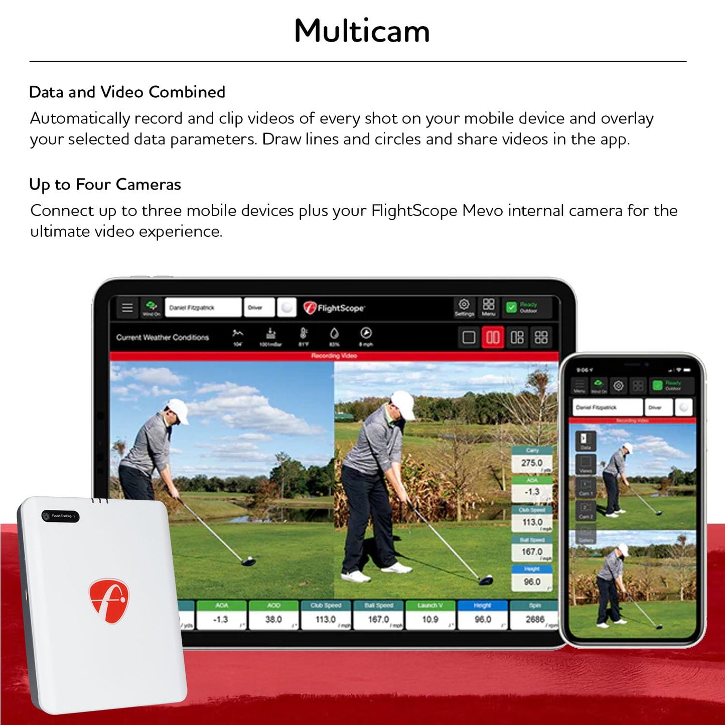 FlightScope Mevo Gen2 Portable Golf Launch Monitor and Simulator | 18 Swing Data Parameters, 8 E6 Simulation Courses, GPS Overview and Shot Tracer | Indoor and Outdoor, Signature Series Power Bundle