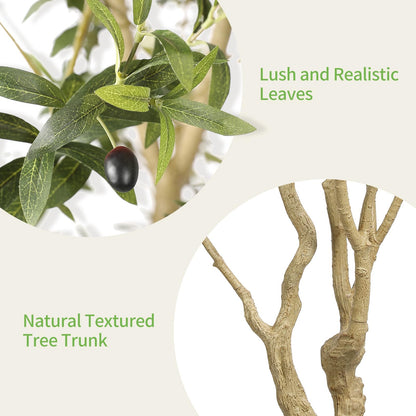 Realead Artificial Olive Tree 9ft - Large Faux Olive Tree with Realistic Leaves and Olives - Full and Grand Design Fake Olive Tree with Sturdy Base for Indoor Home Office Decor