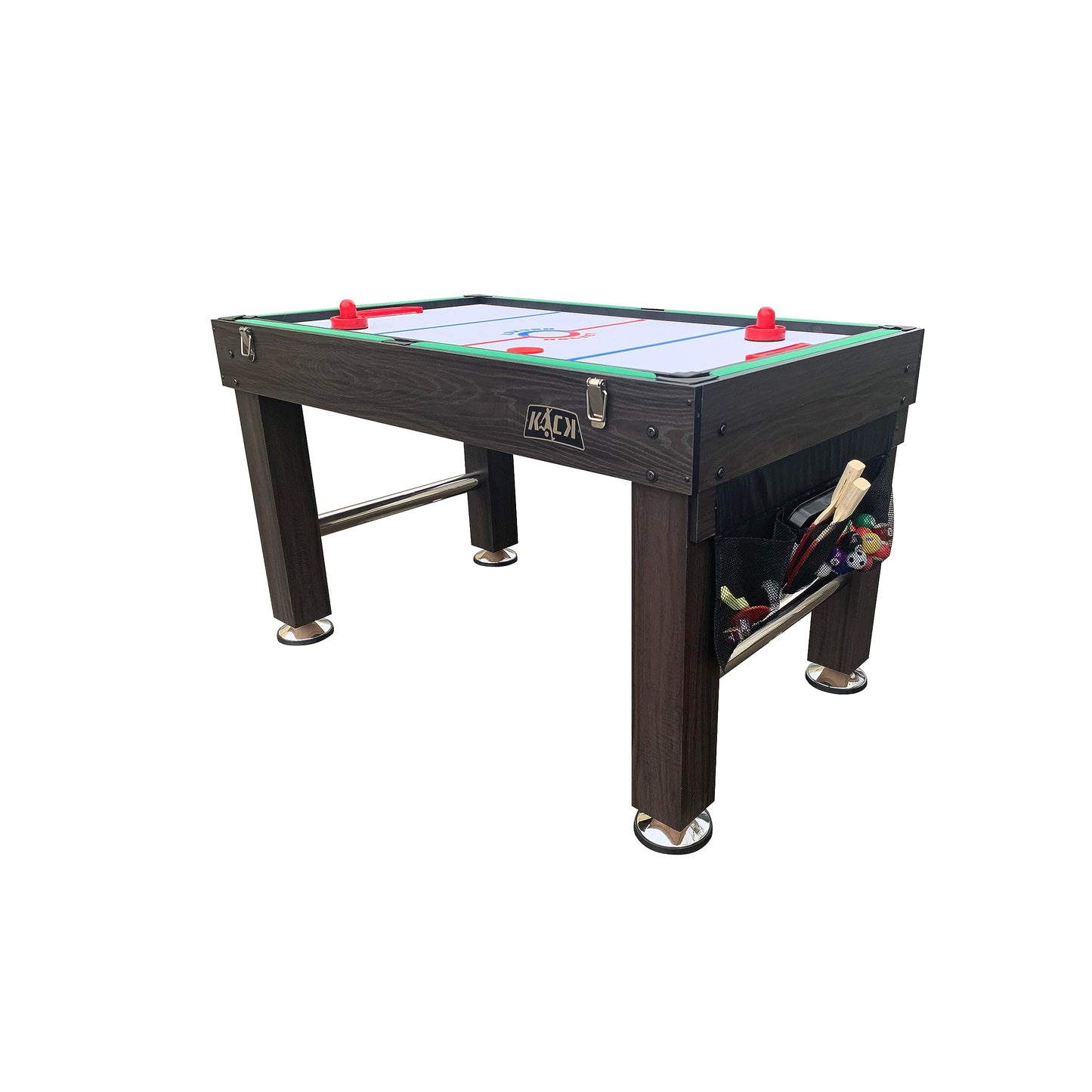 KICK Morpheus 55" 5-in-1 Multi-Game Table (Brown) – Foosball, Billiards/Pool, Ping Pong, Glide Hockey, and Basketball