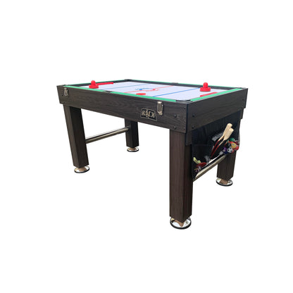 KICK Morpheus 55" 5-in-1 Multi-Game Table (Brown) – Foosball, Billiards/Pool, Ping Pong, Glide Hockey, and Basketball