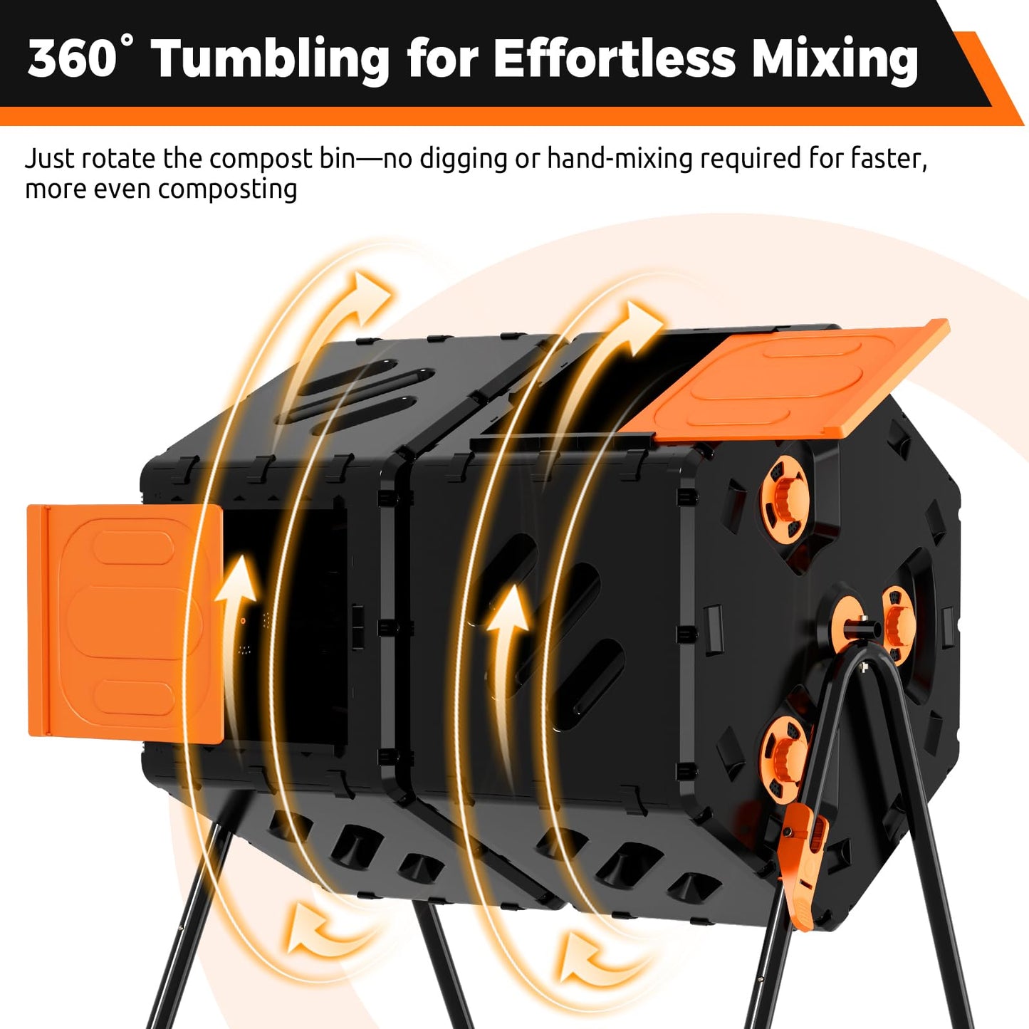 Cozurra 45 Gallon (170L) Compost Tumbler Outdoor, Dual Chamber Compost Bin with 360° Rotating Design, Adjustable Vents, Easy Assembly, Large Openings for Kitchen, Garden & Yard Waste