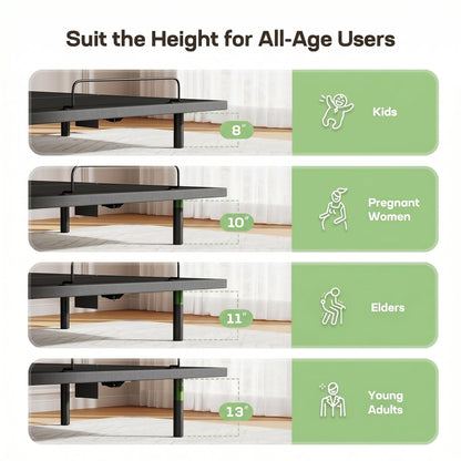 Marsail MS01-2 Twin XL Adjustable Bed Base – Massage, App Control & Under-Bed Nightlight, 4-Height Adjustable Frame, 3-Minute Tool-Free Assembly, Wireless Control