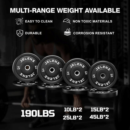 JELENS Smith Machine for Home Gym, Multi-Function M12 Power Cage, Squat Rack with Smith Bar and More Attachment (Black, 190LB Black Weights Package)