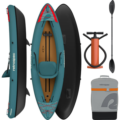 Retrospec Coaster Single & Tandem Inflatable Kayak for Adults - Blow Up Kayak, 220 & 440lb Capacity, Portable Lightweight Kayak with Paddle, Pump & Carry Bag