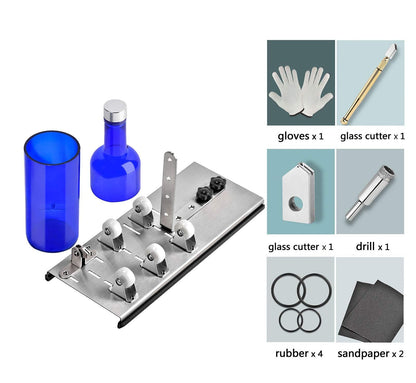 KOZYLAND Glass Bottle Cutter, Bottle Cutter & Glass Cutter Kit, Glass Cutting Tool DIY Kit for Cutting Wine, Beer Bottle or Jars to Craft Glasses for Round Bottle with Safety Gloves & All Accessories