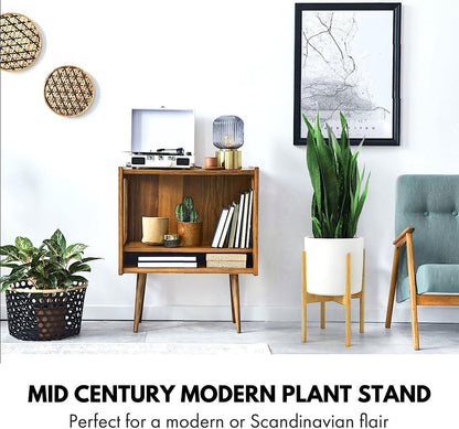 8 12 Inch 8, 9, 10, 11 12 Inch Fox & Fern Adjustable Plant Stand Indoor to Mid Century Bamboo Plant Stand