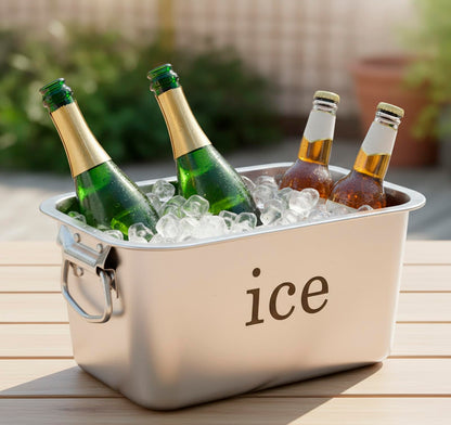 12L Ice Bucket for Freezer,Stainless Steel Ice Cube Bin with Handle,Large Capacity Ice Container Champagne Bucket Carry Drink Storage Cooler,Halloween Ice Buckets for Parties