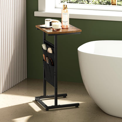 28.3" BF40SF01 HOOBRO C Shaped End Table, Side Table for Small Spaces, Couch Table with Storage Bag, Slide Under Sofa