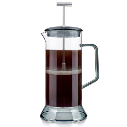 Teabloom Toulouse Borosilicate Glass Tea Press and Coffee Maker with No Plastic, 24-Ounce (700 mL) - Dusk Grey