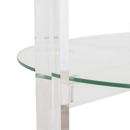 Safavieh Couture Home Jules Glam Clear Acrylic Glass Top 2-tier Bar Cart with Wheels