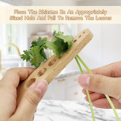 Herb Stripper Wooden Vegetable Leaf Remover Rustic Safe Kitchen Tool Cooking Gifts for Chefs and Housewives (Wooden)