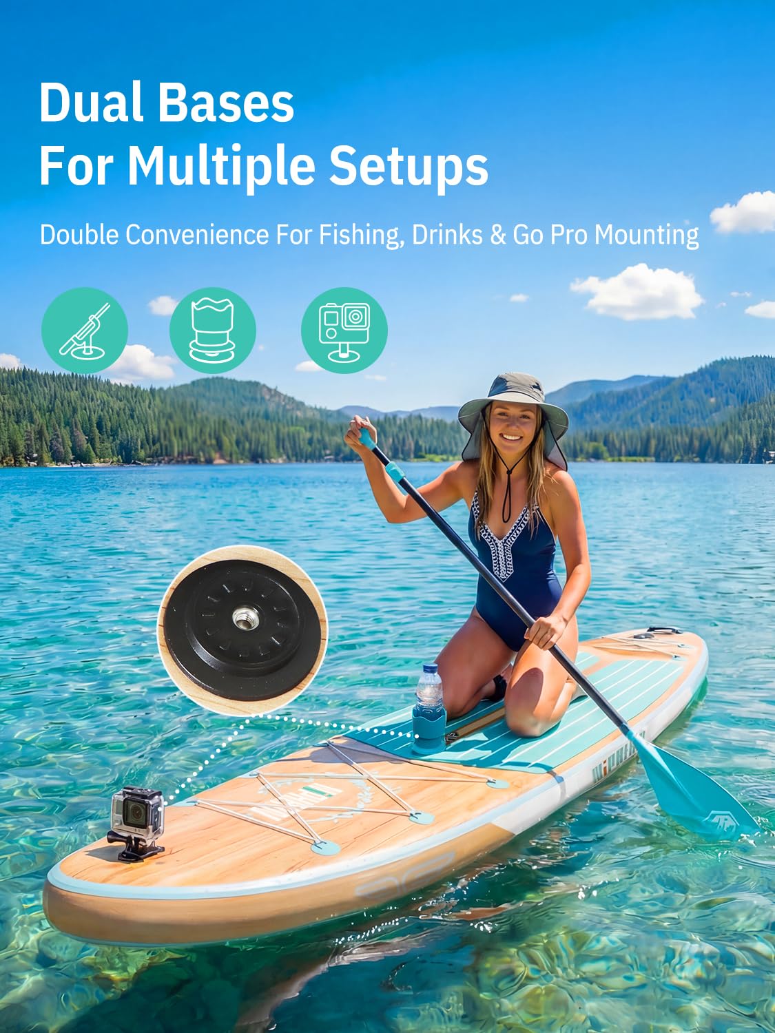 Niphean (Extra Large) Inflatable Paddle Board, SUP for 2+1 People/Family 500lbs Capacity Stand Up Paddle Board with SUP Accessories, StabilTrac Fin Non-Slip Paddleboard for Adults-Mint