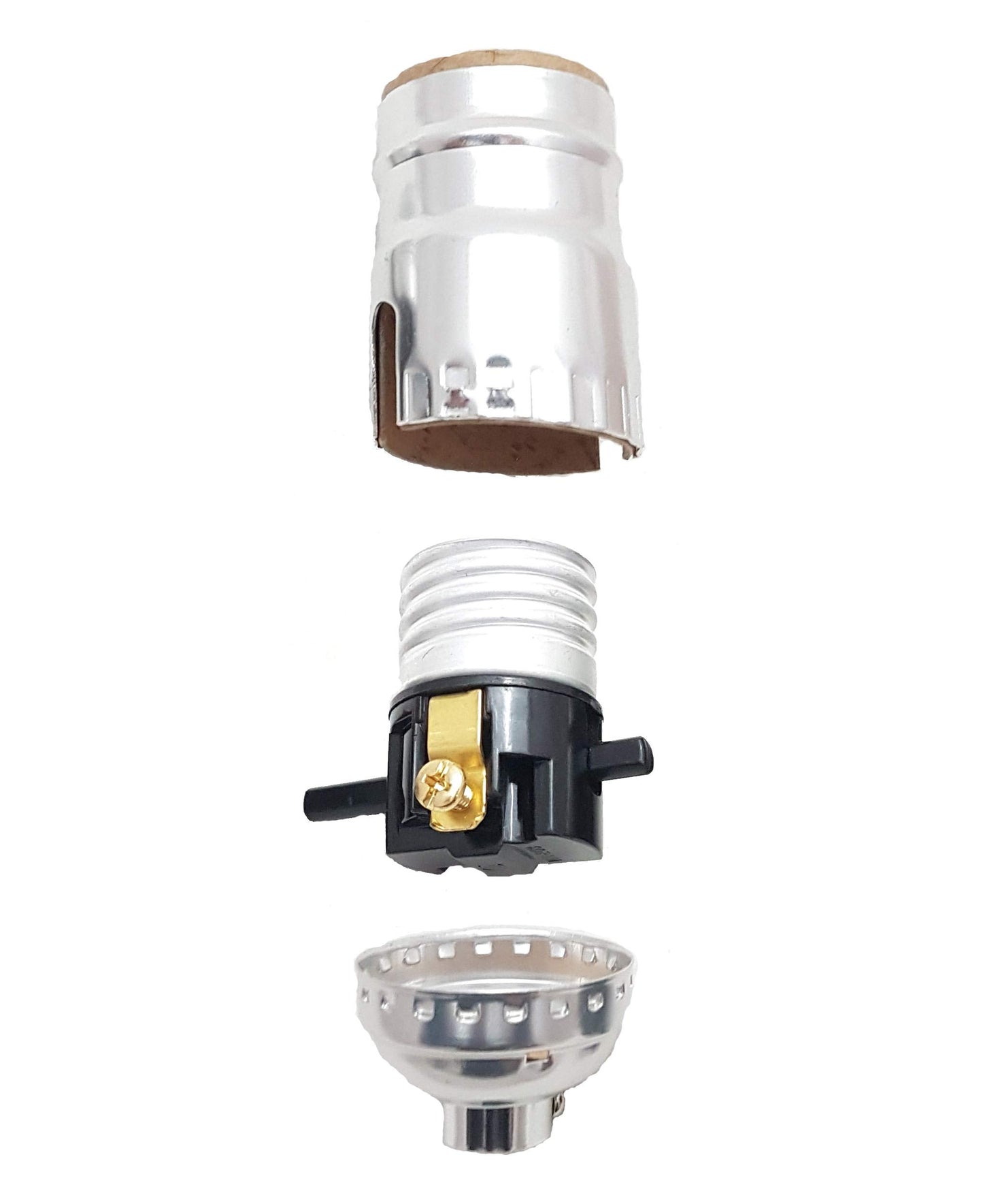 B&P Lamp® Nickel Plated Finish Table Lamp Wiring Kit with a 7 Inch Harp and Push-Thru Socket