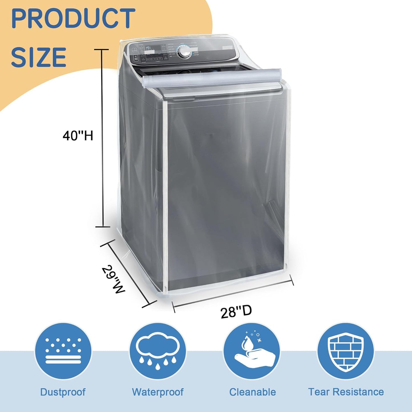 Washer and Dryer Covers - Waterproof and Dustproof Cover for Top Load & Front Load Machines, 29 x 28 x 43 Inches