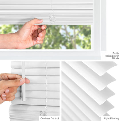 CHICOLOGY Mini Blinds for Windows, White, 29" W x 48" H, Commercial Grade