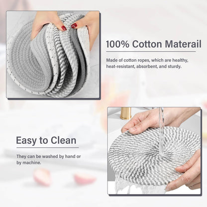 Billbotk 10" Trivets for Hot Dishes, Hot pots and Pans, Set of 6, Heat Resistant Pot Holders for Kitchen, Hot Pads for Countertops