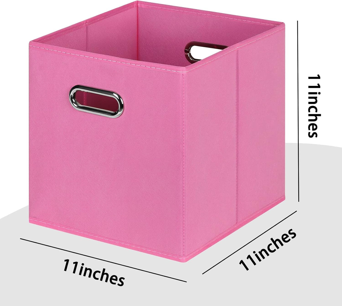 Black Foldable Storage Cubes, Fabric Organizer Bins with Dual Handles for Home, Pink