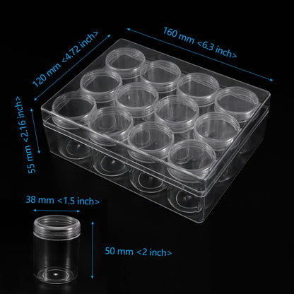 SEHOI 4 Pack 12 Grid Clear Plastic Jewelry Box Organizer,5D Diamond Embroidery Painting Accessories Storage Box,Small Bead Storage Containers for Bead Gem Nail Glitter Slime