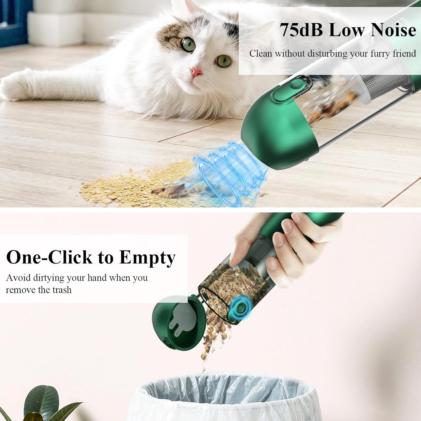 Minthouz 17000Pa Handheld Car Vacuum - 120W Cordless Vacuum Cleaner with LED/SOS Light